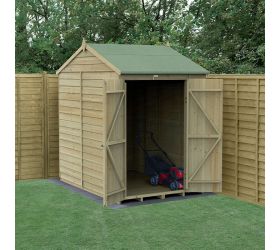 7' x 5' Forest 4Life 25yr Guarantee Overlap Pressure Treated Windowless Double Door Reverse Apex Wooden Shed (2.28m x 1.53m)
