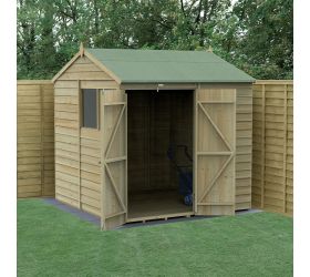 7' x 7' Forest 4Life 25yr Guarantee Overlap Pressure Treated Double Door Reverse Apex Wooden Shed (2.28m x 2.12m)