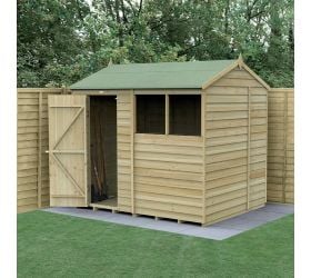 8' x 6' Forest 4Life 25yr Guarantee Overlap Pressure Treated Reverse Apex Wooden Shed (2.42m x 1.99m)