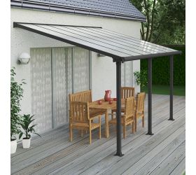 10'x14' (3x4.25m) Palram Olympia Grey Patio Cover With Clear Panels 