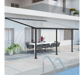 18'x10' (3x5.46m) Palram Olympia Grey Patio Cover With Clear Panels 