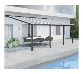 10'x20' (3x6.1m) Palram Olympia Grey Patio Cover With Clear Panels 