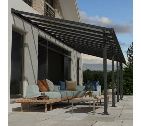 10' x 28' Palram Canopia Olympia Grey Patio Cover with Clear Panels