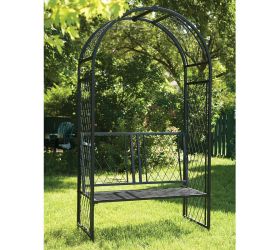 Panacea Twisted Lattice Metal Garden Arch with Seat 7'3 x 3'9 