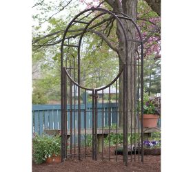 Panacea Sunset Metal Garden Arch with Gate - Bronze 7'5 x 4'1 