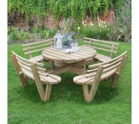 Forest 2.4m Circular Picnic Table with Seat Backs 