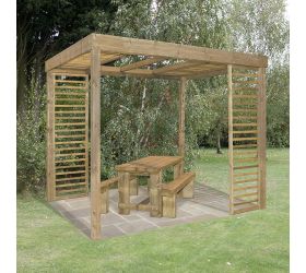 Forest Dining Wooden Garden Pergola Kit with Panels 10'x8'