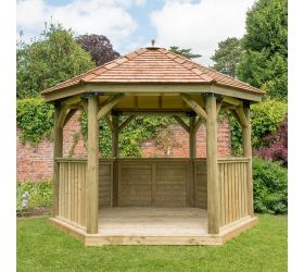 12x10 Luxury Wooden Garden Gazebo with New England Cedar Roof - Seats up to 10 people