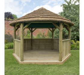 13x12 Luxury Wooden Garden Gazebo with Country Thatch Roof - Seats up to 15 people