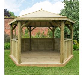 13x12 Luxury Wooden Garden Gazebo with Traditional Timber Roof - Seats up to 15 people