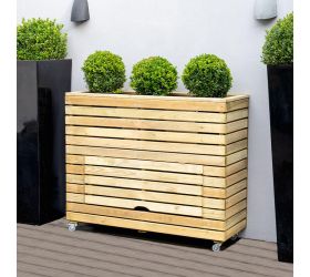3’11 x 1’4 Forest Linear Tall Wooden Garden Planter with Storage and Wheels (1.2m x 0.4m)