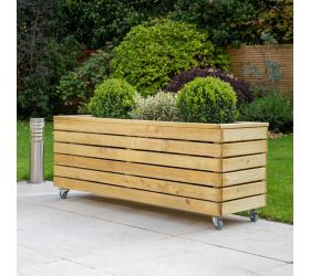 3’11 x 1’4 Forest Linear Long Wooden Garden Planter with Wheels (1.2m x 0.4m)