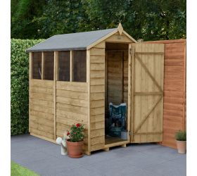 6' x 4' Forest Overlap Pressure Treated Apex Wooden Shed - 4 Windows