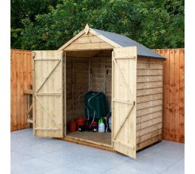 6' x 4' Forest Overlap Pressure Treated Windowless Double Door Apex Wooden Shed (1.99m x 1.25m)