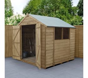 7' x 7' Forest Overlap Pressure Treated Shed Double Door Apex Wooden Shed