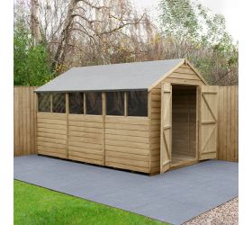 12' x 8' Forest Overlap Pressure Treated Double Door Apex Wooden Shed