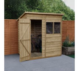 6' x 4' Forest Overlap Pressure Treated Pent Wooden Shed