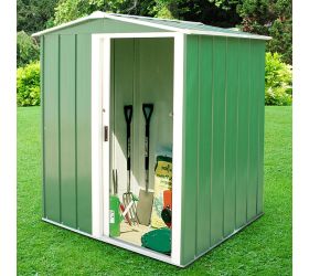 5'x4' (1.5x1.2m) Store More Sapphire Apex Green Metal Shed