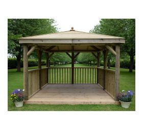 11'x11' (3.5x3.5m) M&M Square Gazebo with Traditional Timber Roof