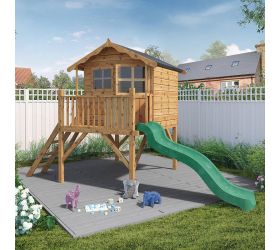 4'10 x 6'6 Mercia Poppy Kids Wooden Tower Playhouse with Slide (1.47m x 1.98m)