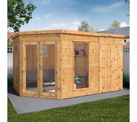 12' x 8' Mercia Premium Corner Summer House with Side Shed