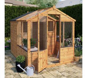 8'x6' (2.4x1.8m) Mercia Traditional Shiplap Wooden Apex Greenhouse Combi Shed