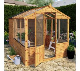 10' x 6' Mercia Traditional Shiplap Wooden Apex Greenhouse Combi Shed (3.03m x 1.97m)