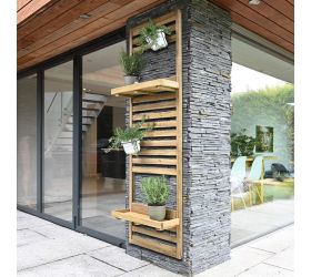 5���11 Forest Slatted Tall Wall Planter ��� 2 Shelves (0.6m x 0.18m)