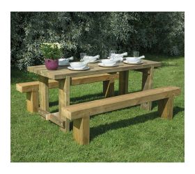 Forest 1.8m Refectory Table and Sleeper Bench Set 