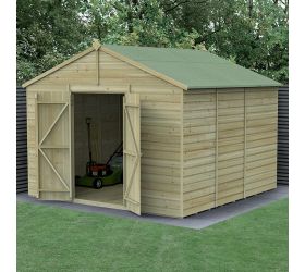 10' x 10' Forest Beckwood 25yr Guarantee Shiplap Pressure Treated Windowless Double Door Apex Wooden Shed (3.21m x 3.01m)
