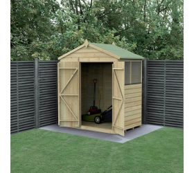 6' x 4' Forest Beckwood 25yr Guarantee Shiplap Pressure Treated Double Door Apex Wooden Shed (1.99m x 1.23m)