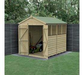 8' x 6' Forest Beckwood 25yr Guarantee Shiplap Pressure Treated Double Door Apex Wooden Shed - 4 Windows (2.42m x 1.99m)