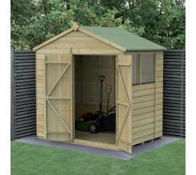 7' x 5' Forest Beckwood 25yr Guarantee Shiplap Pressure Treated Double Door Apex Wooden Shed (2.28m x 1.53m)
