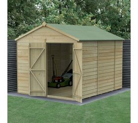 10' x 8' Forest Beckwood 25yr Guarantee Shiplap Pressure Treated Windowless Double Door Apex Wooden Shed (3.01m x 2.61m)