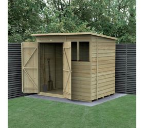 7' x 5' Forest Beckwood 25yr Guarantee Shiplap Pressure Treated Double Door Pent Wooden Shed (2.26m x 1.7m)