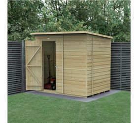 7' x 5' Forest Beckwood 25yr Guarantee Shiplap Pressure Treated Windowless Pent Wooden Shed (2.26m x 1.7m)