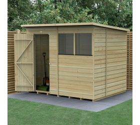 8' x 6' Forest Beckwood 25yr Guarantee Shiplap Pressure Treated Pent Wooden Shed (2.52m x 2.03m)