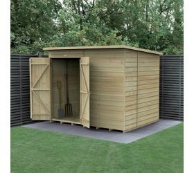 8' x 6' Forest Beckwood 25yr Guarantee Shiplap Pressure Treated Windowless Double Door Pent Wooden Shed (2.52m x 2.05m)