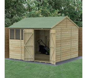 10' x 10' Forest Beckwood 25yr Guarantee Shiplap Pressure Treated Double Door Reverse Apex Wooden Shed (3.21m x 3.01m)