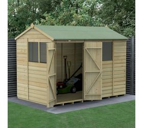 10' x 6' Forest Beckwood 25yr Guarantee Shiplap Pressure Treated Double Door Reverse Apex Wooden Shed (3.01m x 1.99m)