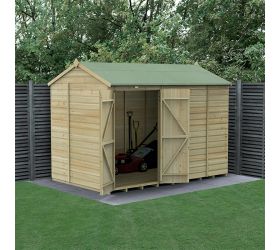 10' x 6' Forest Beckwood 25yr Guarantee Shiplap Pressure Treated Windowless Double Door Reverse Apex Wooden Shed (3.01m x 1.99m)