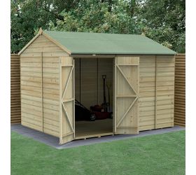10' x 8' Forest Beckwood 25yr Guarantee Shiplap Pressure Treated Windowless Double Door Reverse Apex Wooden Shed (3.01m x 2.61m)