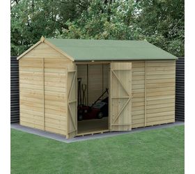 12' x 8' Forest Beckwood 25yr Guarantee Shiplap Pressure Treated Windowless Double Door Reverse Apex Wooden Shed (3.6m x 2.61m)