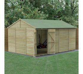 15' x 10' Forest Beckwood 25yr Guarantee Shiplap Pressure Treated Windowless Double Door Reverse Apex Wooden Shed (4.48m x 3.21m)
