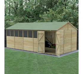20' x 10' Forest Beckwood 25yr Guarantee Shiplap Pressure Treated Double Door Reverse Apex Wooden Shed (5.96m x 3.21m)