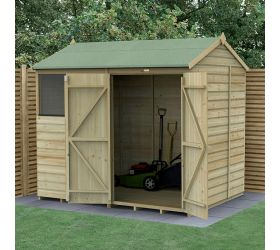 8' x 6' Forest Beckwood 25yr Guarantee Shiplap Pressure Treated Double Door Reverse Apex Wooden Shed (2.42m x 1.99m)