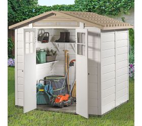 6'6 x 5'4 Shire Tuscany Evo 200 Apex Plastic Double Door Shed (2.02m x 1.62m) 