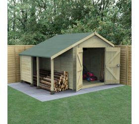 10' x 8' Forest Timberdale Tongue & Groove Windowless Double Door Apex Shed with Logstore