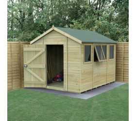 10' x 8' Forest Timberdale 25yr Guarantee Tongue & Groove Pressure Treated Apex Shed – 4 Windows (3.06m x 2.52m)