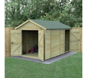 12' x 8' Forest Timberdale Tongue & Groove Windowless Double Door Combination Apex Shed